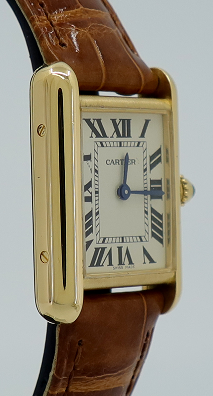 Cartier Tank Louis Small Yellow Gold Brown Strap Ladies Watch W1529856 in  2023