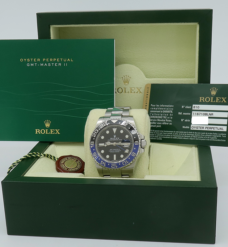 Rolex ref 116710BLNR Steel Auto Oyster Perpetual Batman GMT Master