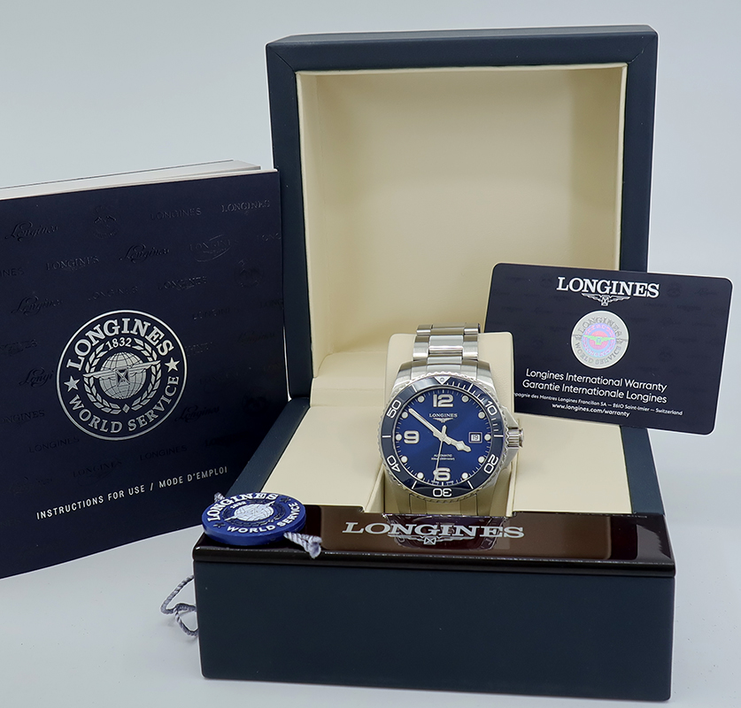 Longines ref L37814966 Steel Auto 41mm Blue Dial HydroConquest on